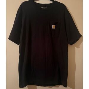 Carhartt K87 Black Loose Fit Short Sleeve Pocket T Shirt Mens Medium 100% Cotton